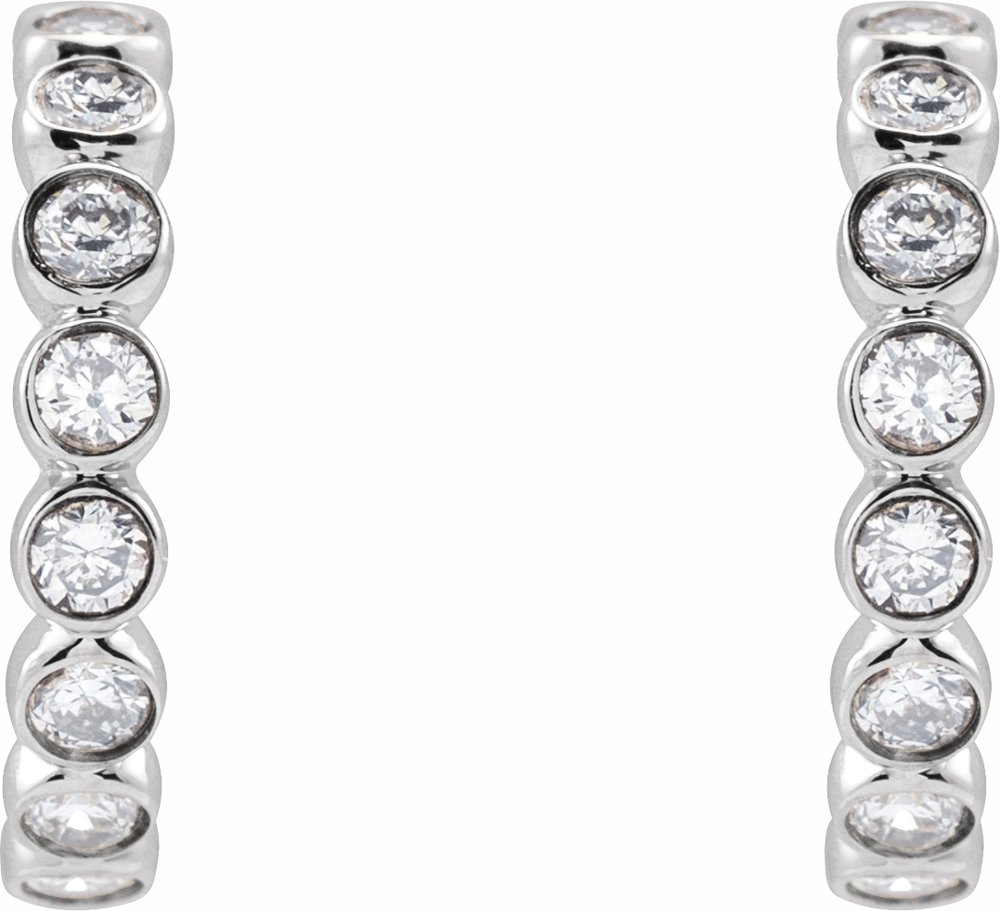 14K White 1/3 CTW Lab-Grown Diamond 11.1 mm Hoop Earrings
