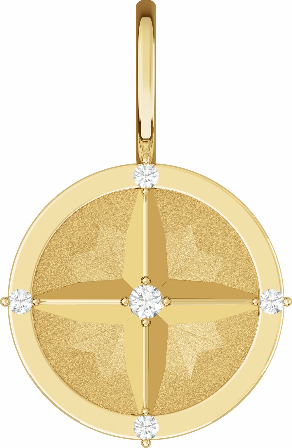 14K Yellow Gold .03 CTW Natural Diamond Compass Charm/Pendant