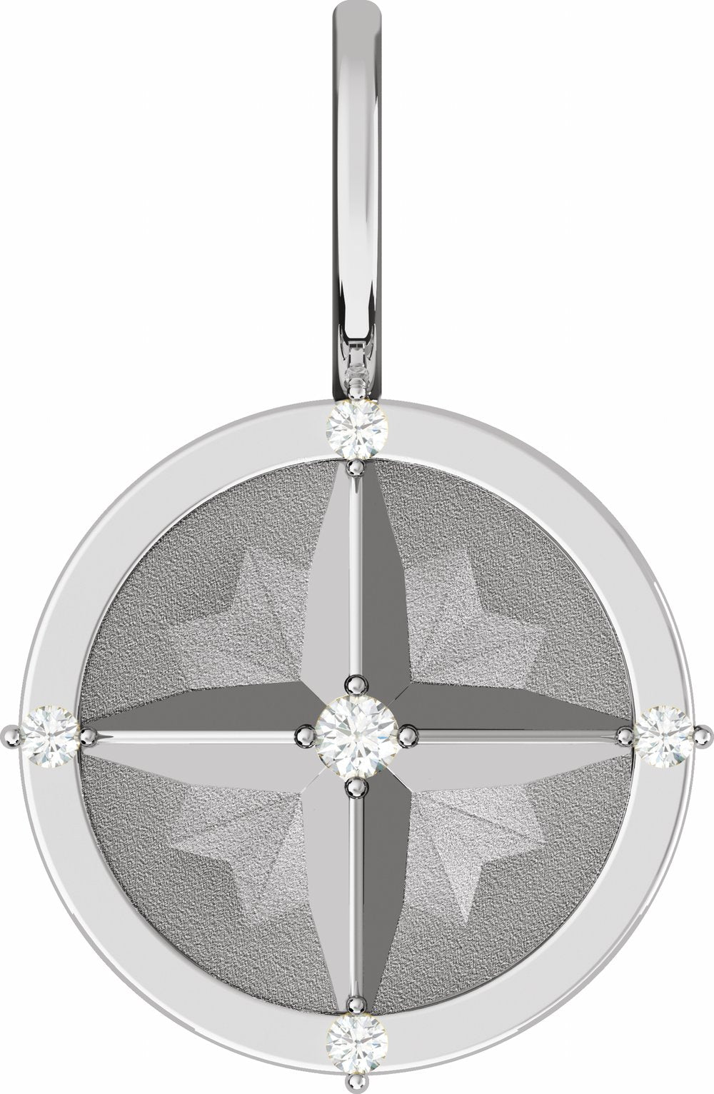 14K White Gold .03 CTW Natural Diamond Compass Charm/Pendant