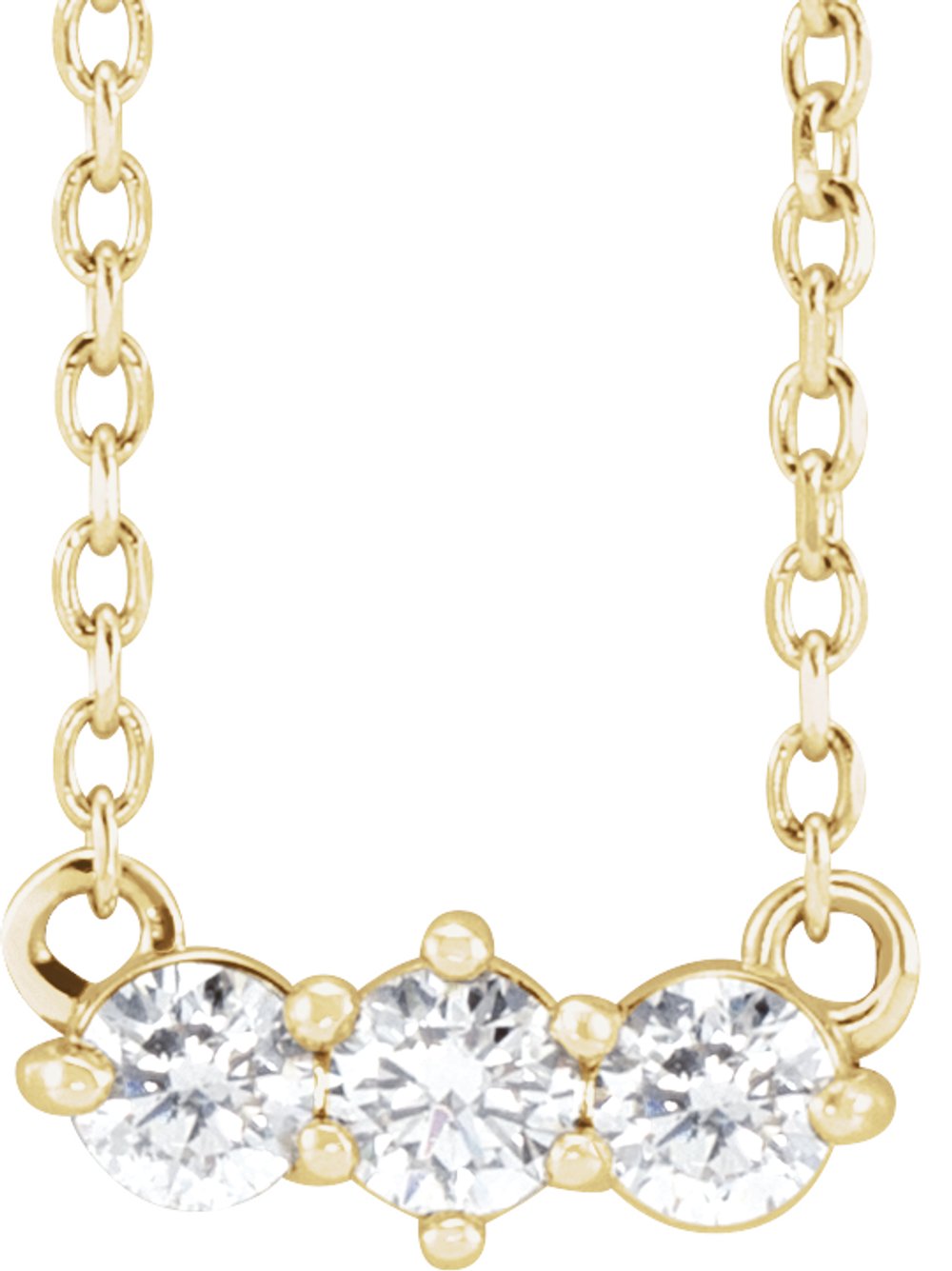 14K Yellow Gold 1/5 CTW Natural Diamond Three-Stone 18" Necklace