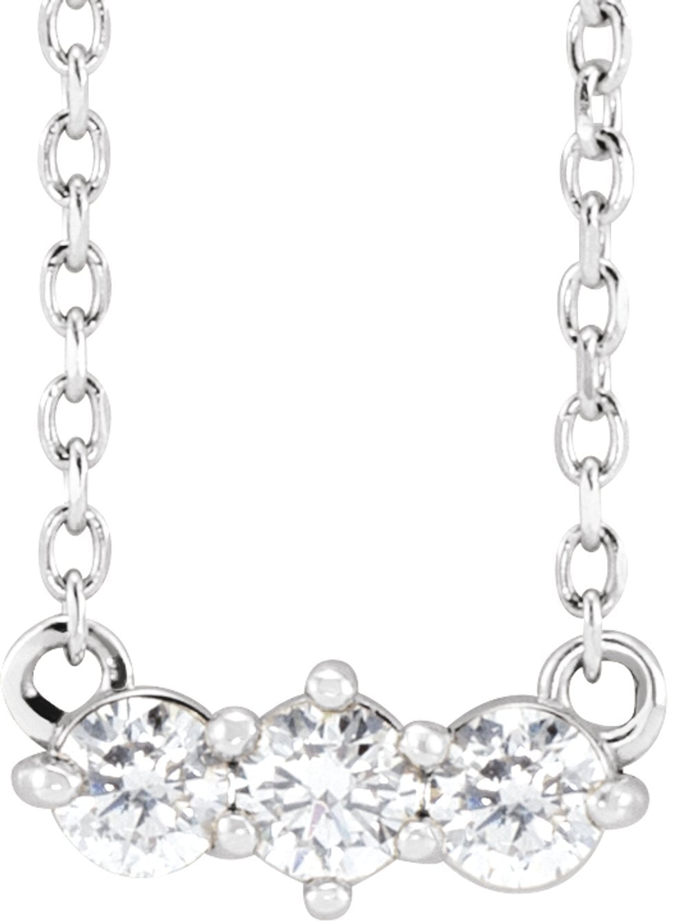 14K White Gold 1/5 CTW Natural Diamond Three-Stone 18" Necklace