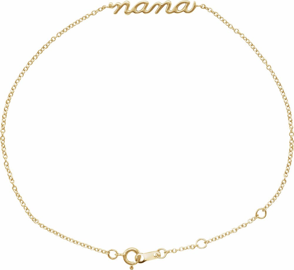 14K Yellow Gold Lowercase Script Nana Bracelet