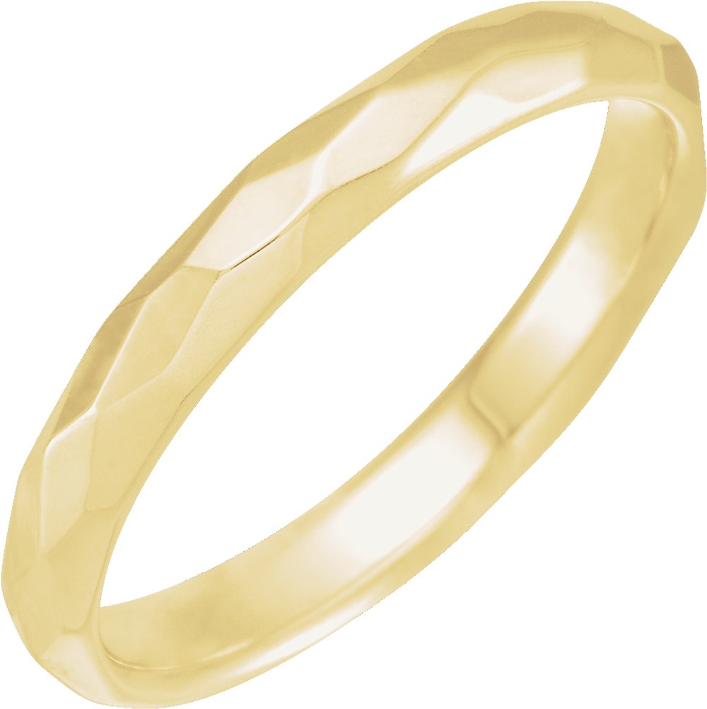 14K Yellow Gold 3 mm Geometric Faceted Comfort-Fit Flat Band Size 7