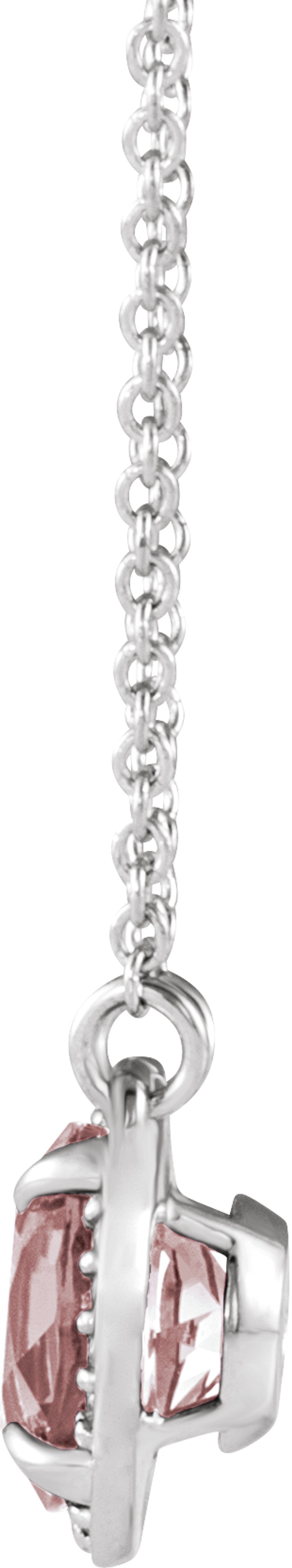 14K White Gold 6 mm Natural Morganite & .04 CTW Natural Diamond 16" Necklace