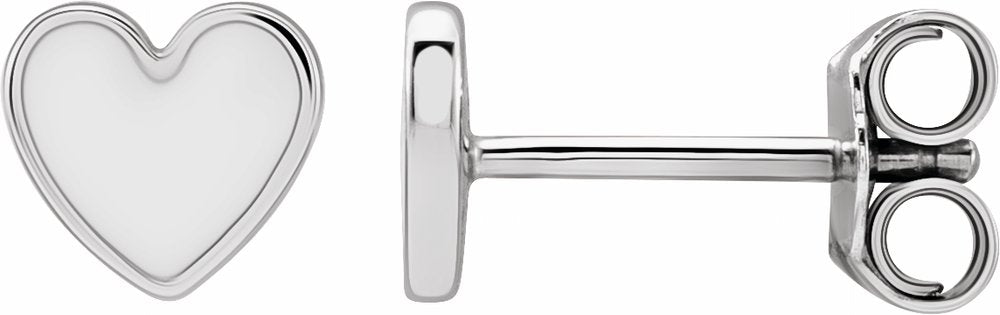 Sterling Silver White Enamel Heart Earrings