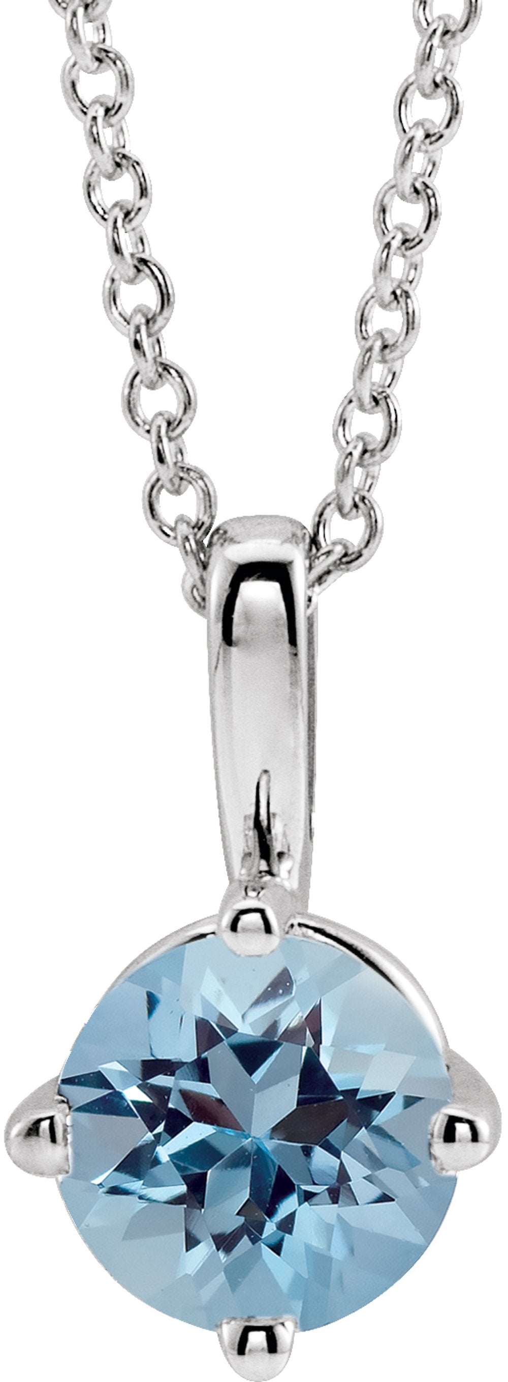 Sterling Silver 4 mm Natural Aquamarine Solitaire 16-18" Necklace