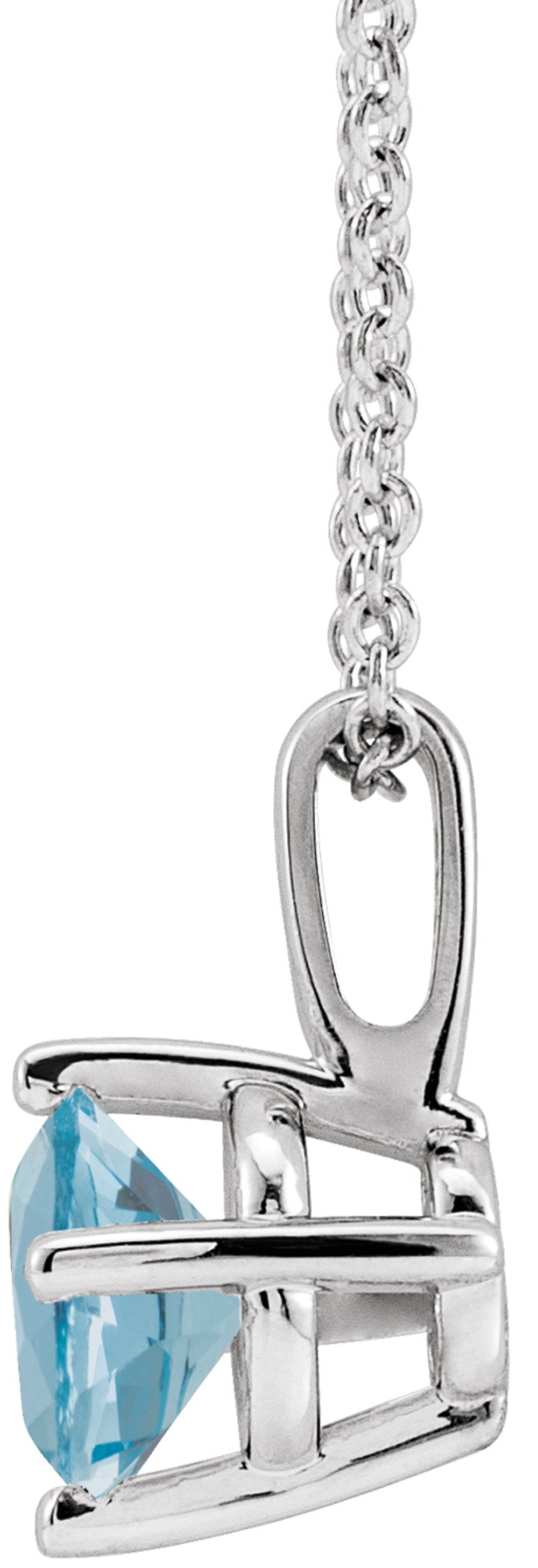 Sterling Silver 4 mm Natural Aquamarine Solitaire 16-18" Necklace