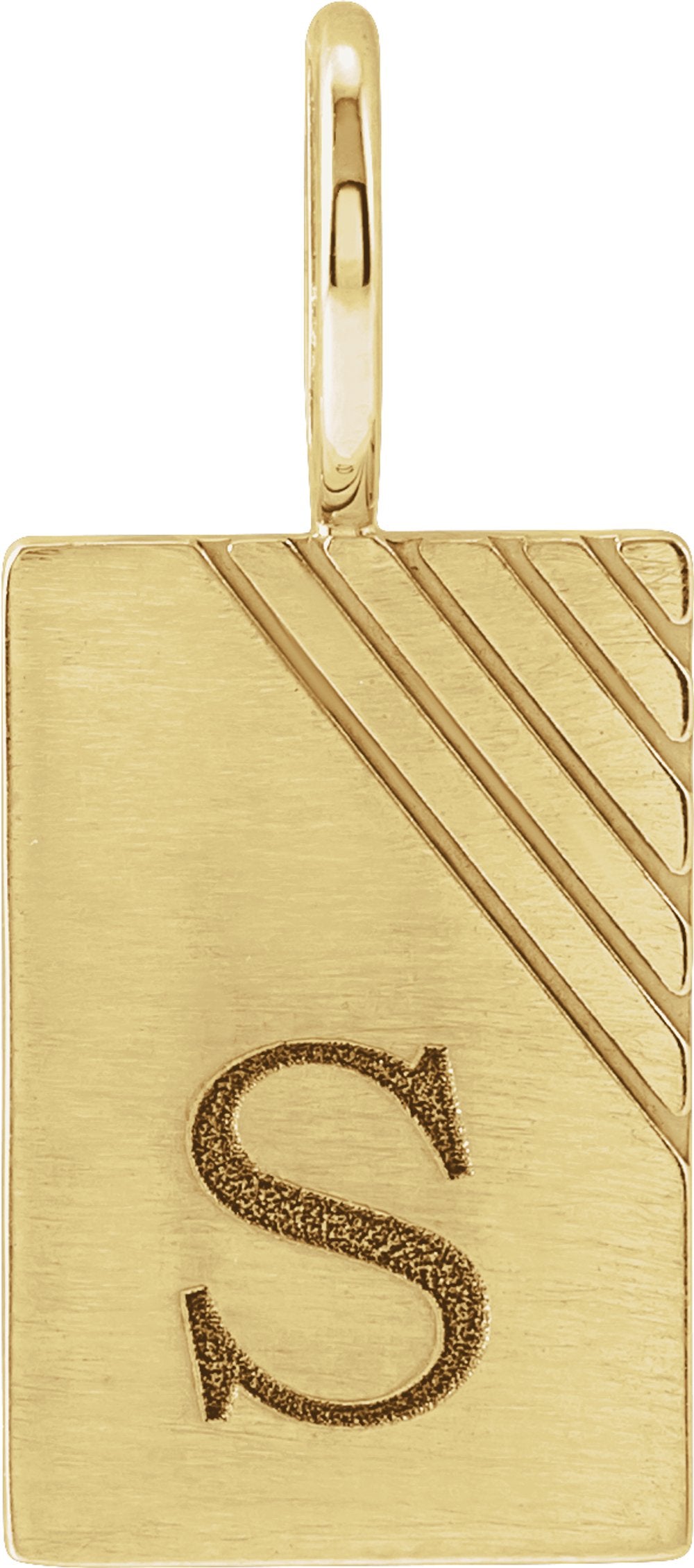 14K Yellow Gold Engravable Dog Tag Charm/Pendant