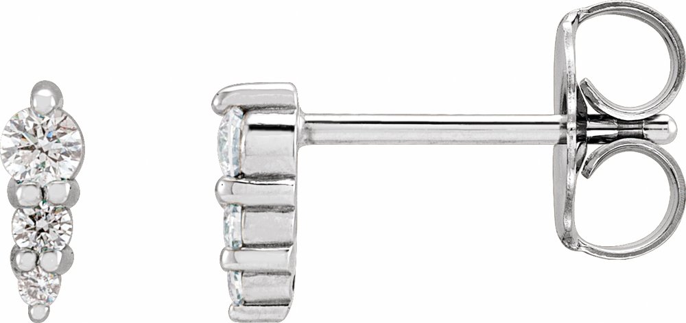 14K White Gold .08 CTW Natural Diamond Graduated Bar Earrings