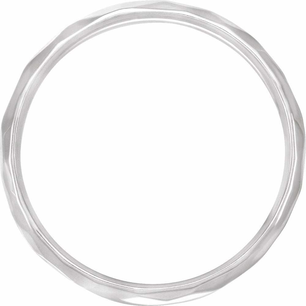 14K White Gold 5 mm Geometric Faceted Comfort-Fit Flat Band Size 7.5