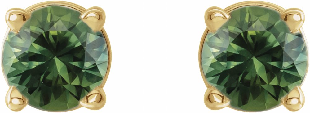 14K Yellow 3 mm Natural Green Sapphire Earrings