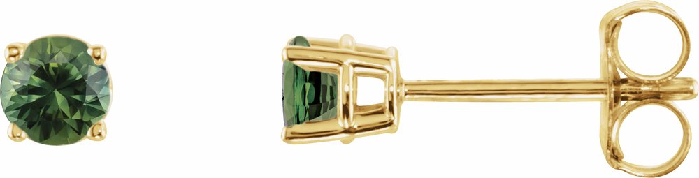 14K Yellow 3 mm Natural Green Sapphire Earrings