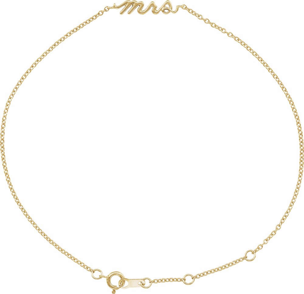 14K Yellow Gold Script Mrs 6 1/2-7 1/2" Bracelet