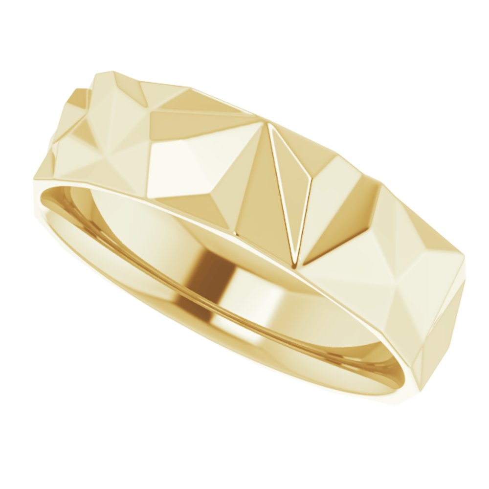 14K Yellow Gold 6 mm Geometric Comfort-Fit Flat Band Size 9.5