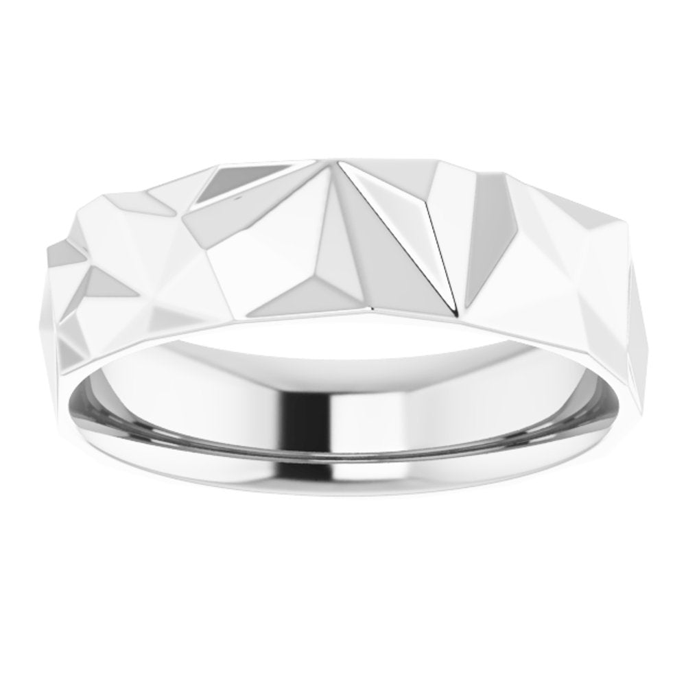 Sterling Silver 6 mm Geometric Comfort-Fit Flat Band Size 8.5