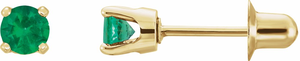 14K Yellow Gold Natural Emerald Earrings