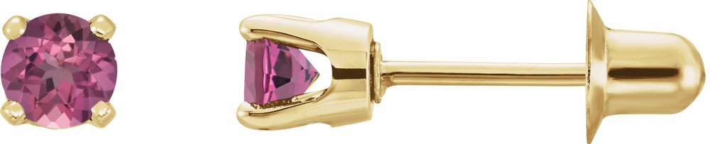 14K Yellow Gold Natural Pink Tourmaline Earrings