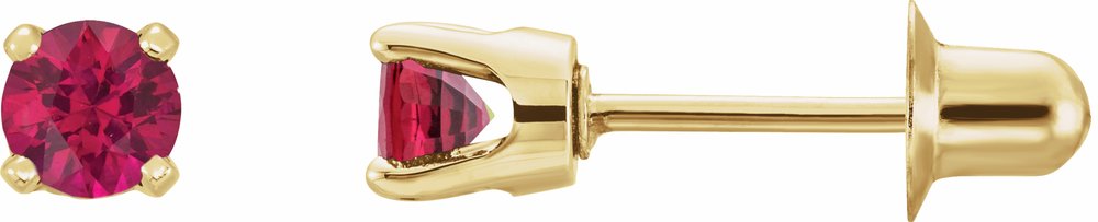 14K Yellow Gold Natural Ruby Earrings