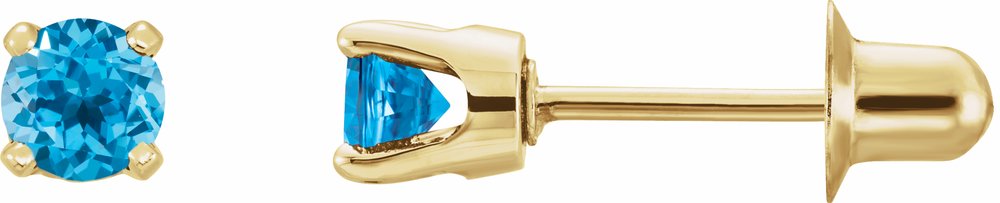 14K Yellow Gold Natural Swiss Blue Topaz Earrings