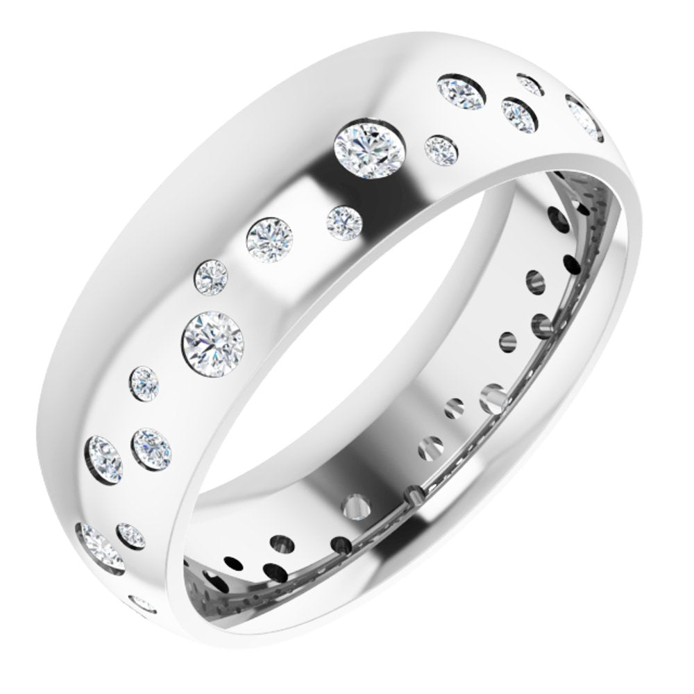 14K White Gold 3/8 CTW Natural Diamond Band Size 6