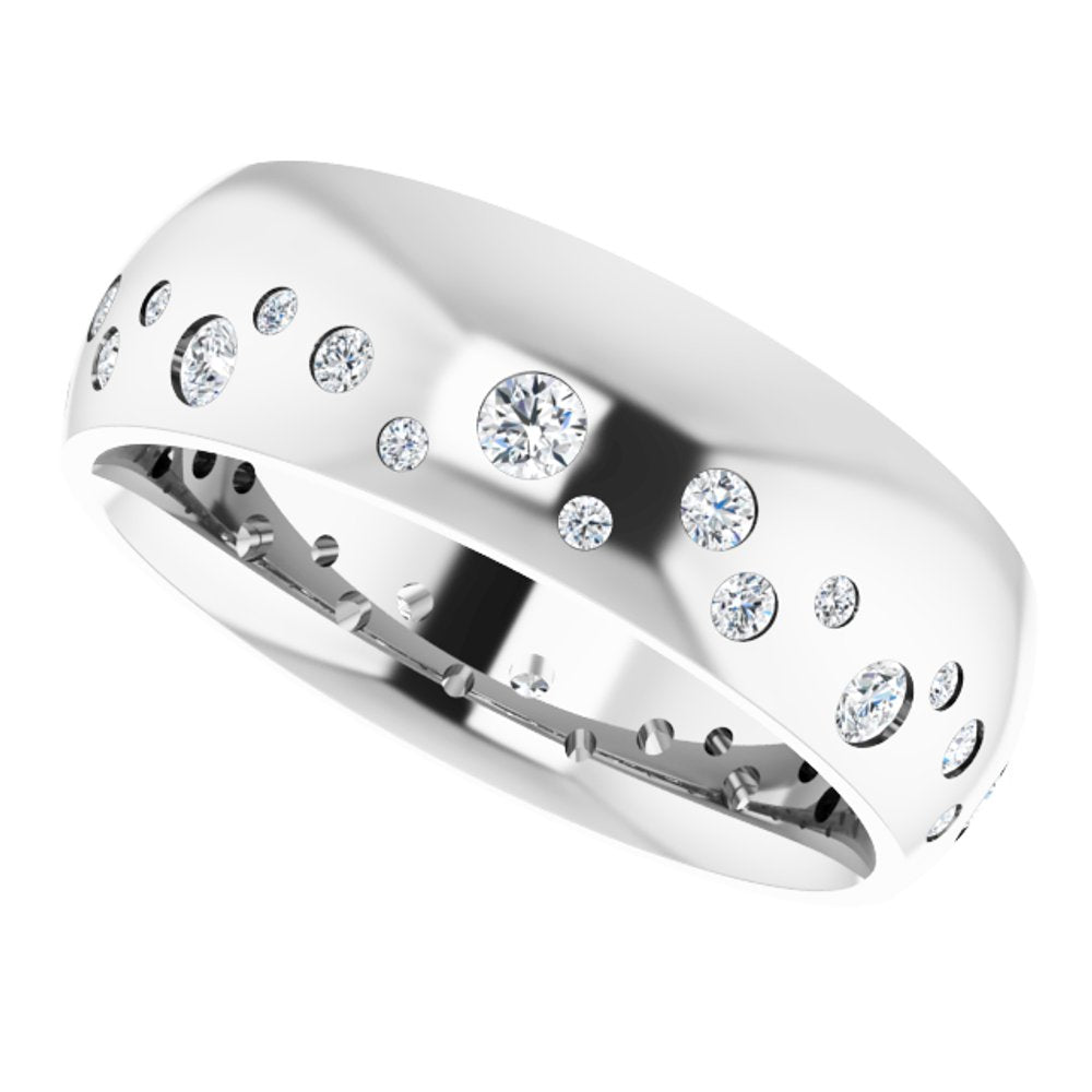 14K White Gold 3/8 CTW Natural Diamond Band Size 6