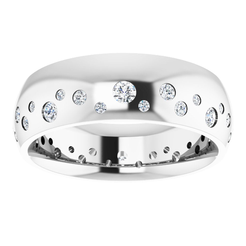 14K White Gold 3/8 CTW Natural Diamond Band Size 6