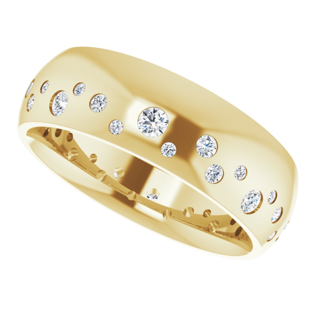 14K Yellow Gold 3/8 CTW Natural Diamond Band Size 6.5