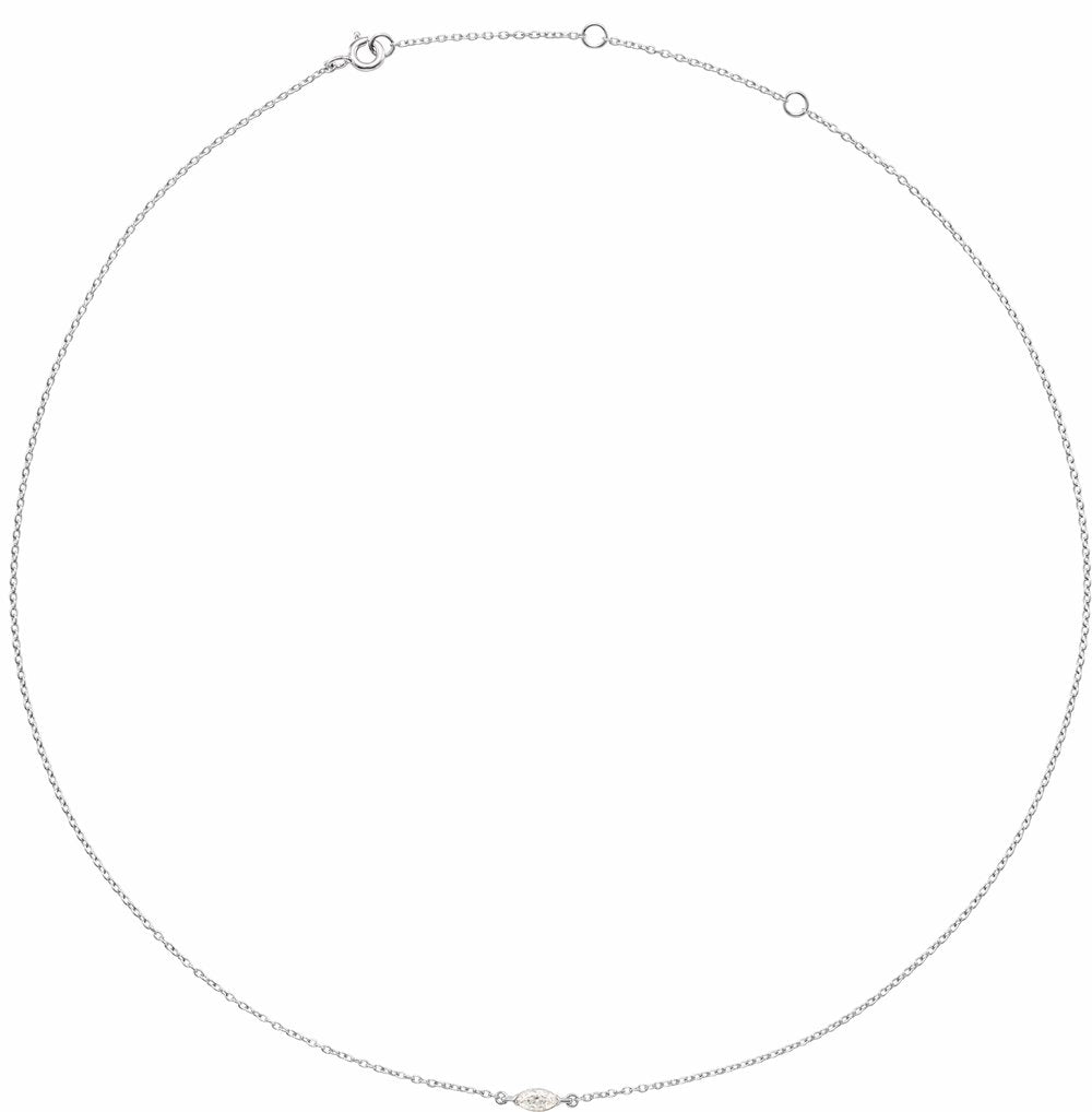 14K White Gold 1/4 CT Lab-Grown Diamond 16-18" Necklace