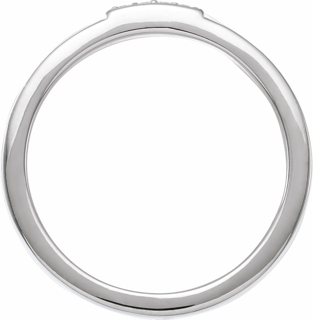 14K White Gold .03 CTW Natural Diamond & White Enamel Stackable Ring