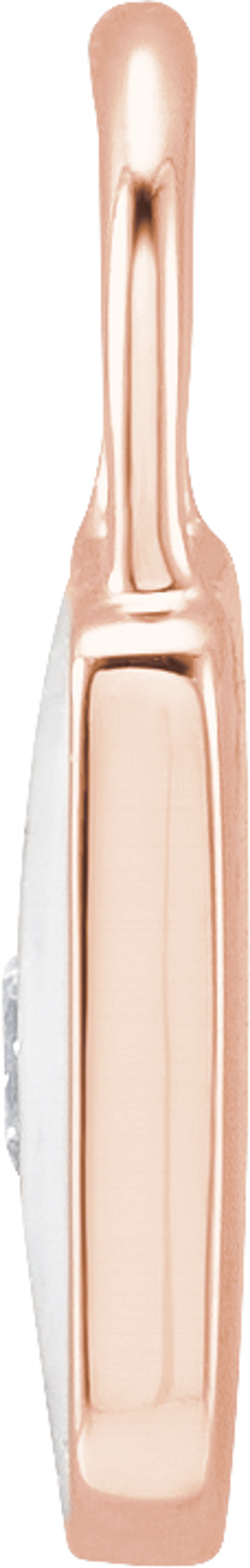 14K Rose .035 CT Natural Diamond & White Enamel Lock Charm/Pendant