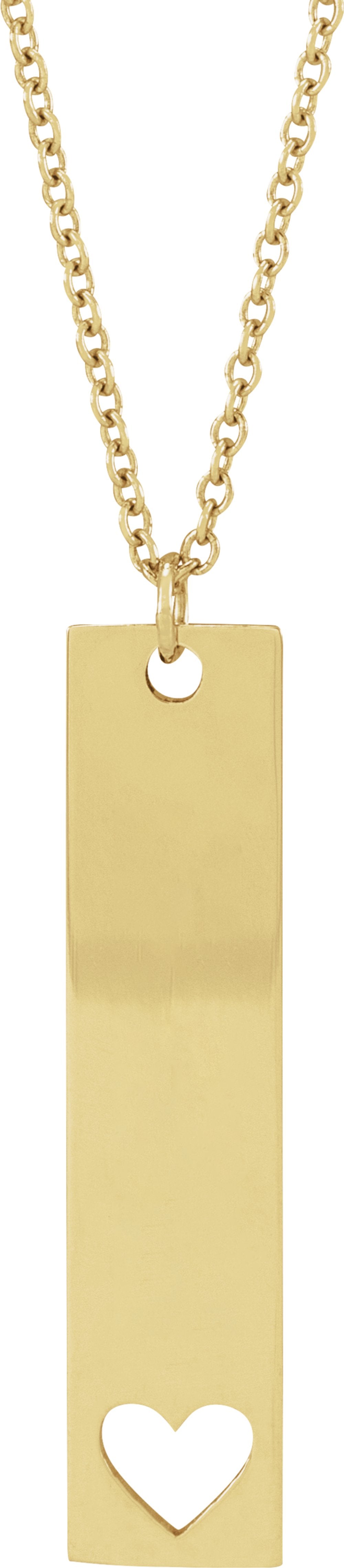 14K Yellow Gold Engravable Bar 16-18" Necklace