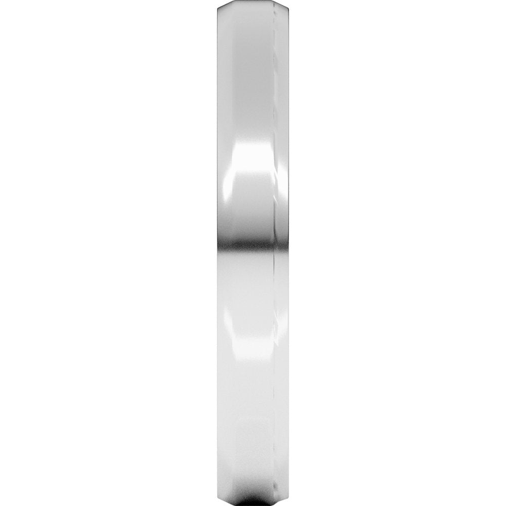 14K White 3 mm Beveled-Edge Comfort-Fit Flat Band Size 10
