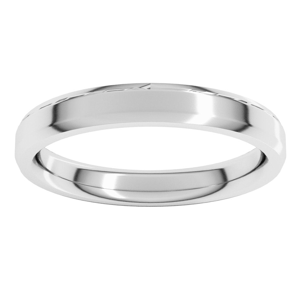 14K White 3 mm Beveled-Edge Comfort-Fit Flat Band Size 10