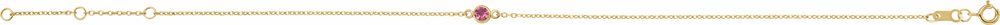 14K Yellow Gold Natural Pink Tourmaline Bezel-Set Solitaire 6 1/2-7 1/2" Bracelet