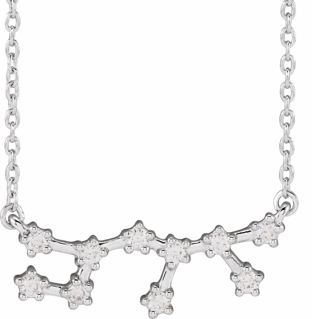 14K White Gold 1/5 CTW Natural Diamond Sagittarius 16-18" Necklace