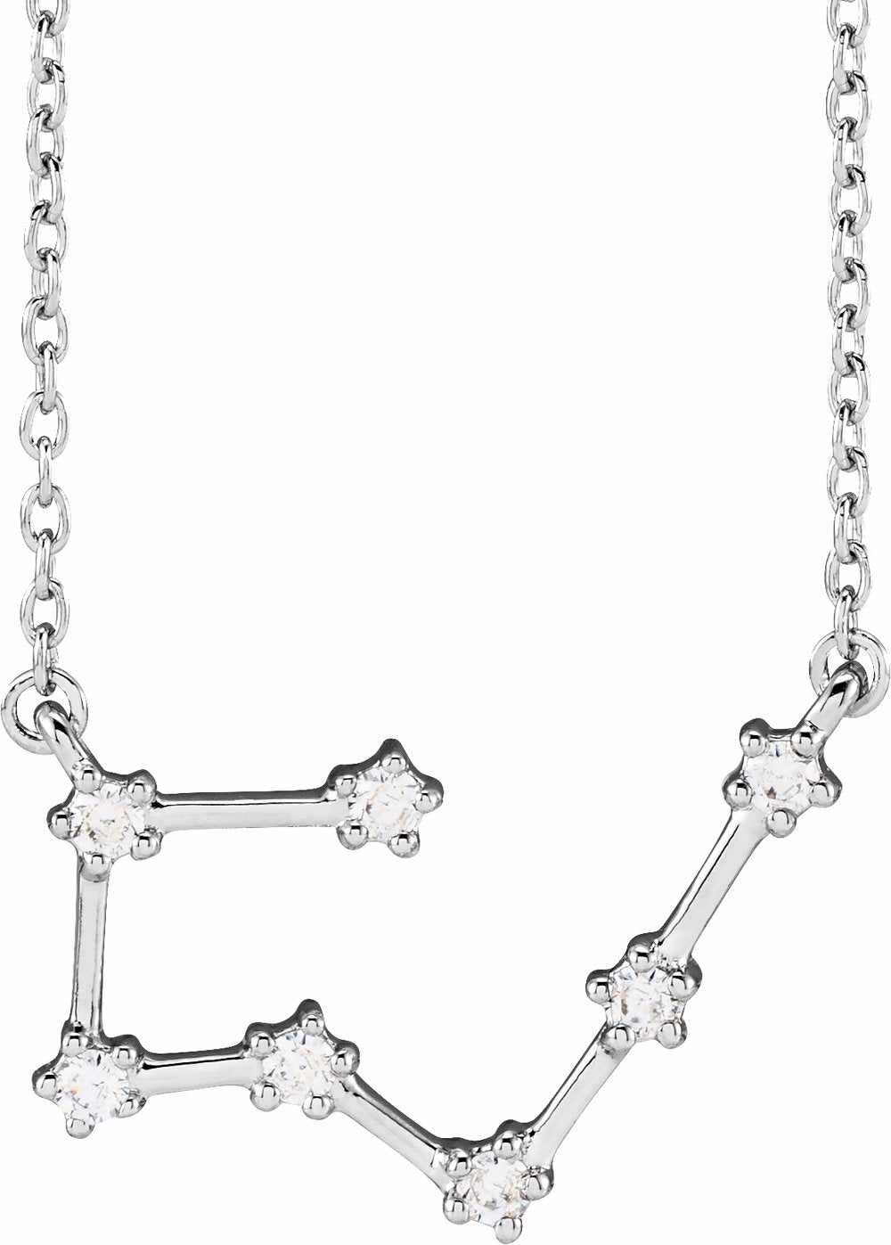 14K White Gold 1/6 CTW Natural Diamond Taurus 16-18" Necklace