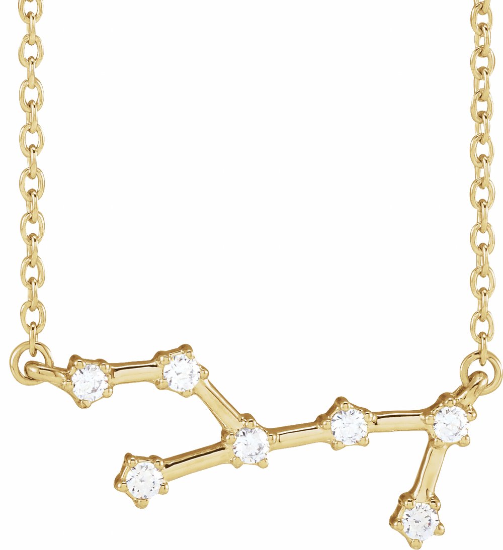 14K Yellow Gold 1/6 CTW Natural Diamond Virgo 16-18" Necklace