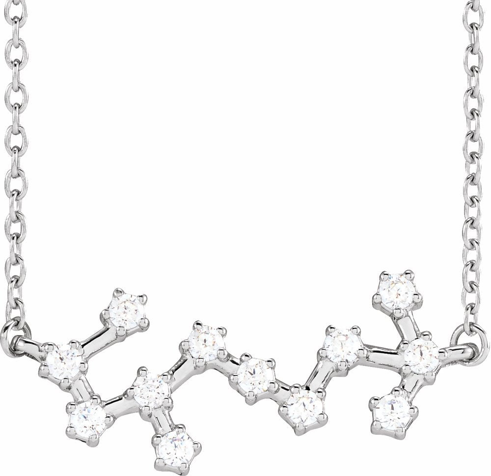 14K White 1/4 CTW Natural Diamond Scorpio 16-18" Necklace