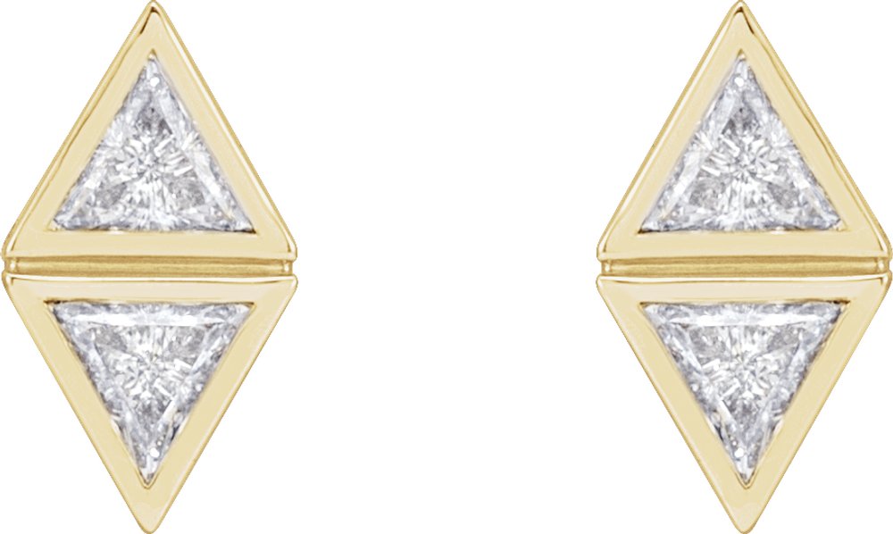 14K Yellow 1/4 CTW Natural Diamond Two-Stone Bezel-Set Earrings