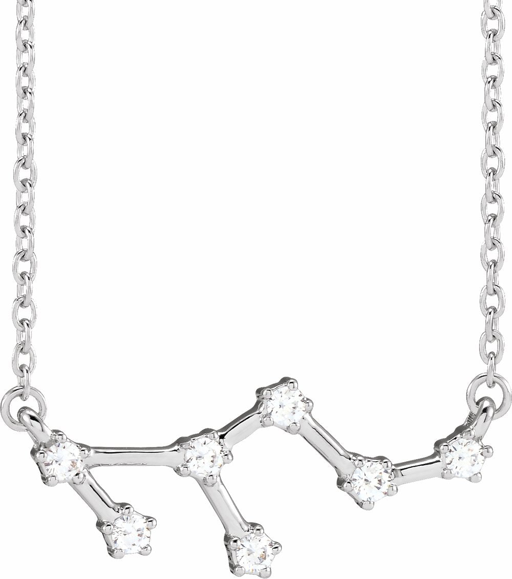 14K White Gold 1/6 CTW Natural Diamond Leo 16-18" Necklace