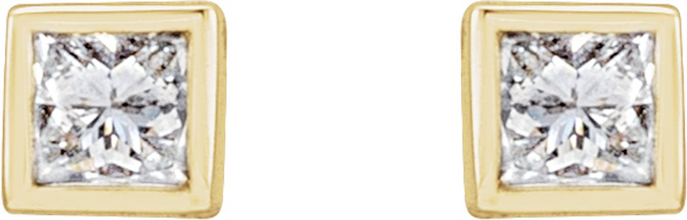 14K Yellow 1/6 CTW Natural Diamond Bezel-Set Earrings