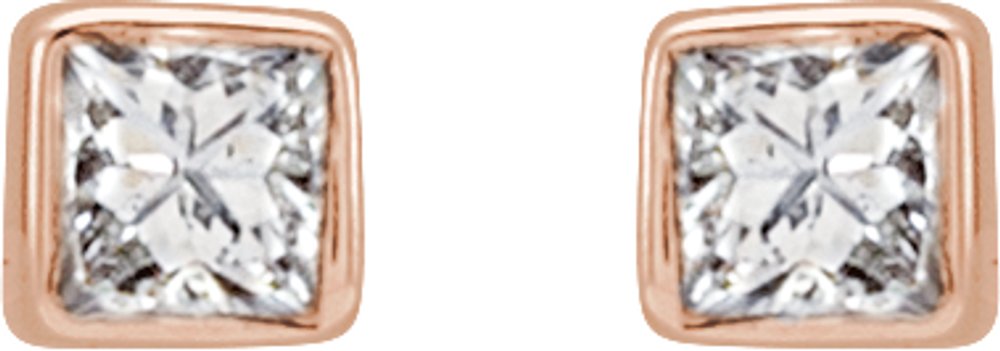 14K Rose .05 CTW Natural Diamond Bezel-Set Earrings