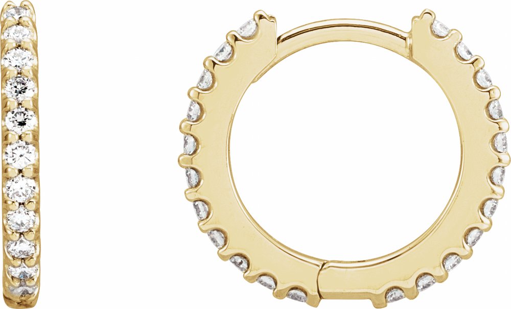 14K Yellow Gold 3/8 CTW Natural Diamond 13.64 mm Hoop Earrings
