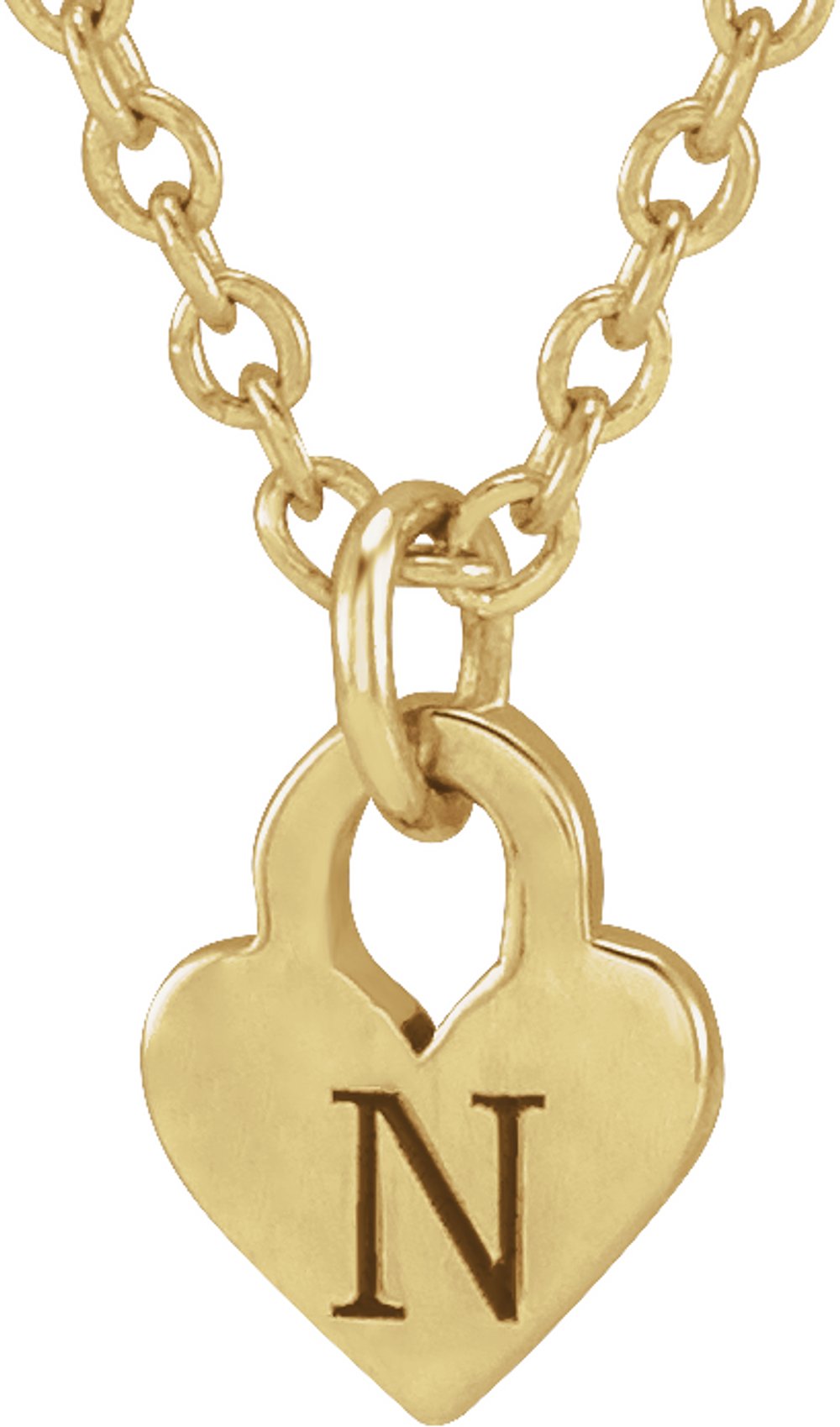 14K Yellow Gold Engravable Heart 16-18" Necklace