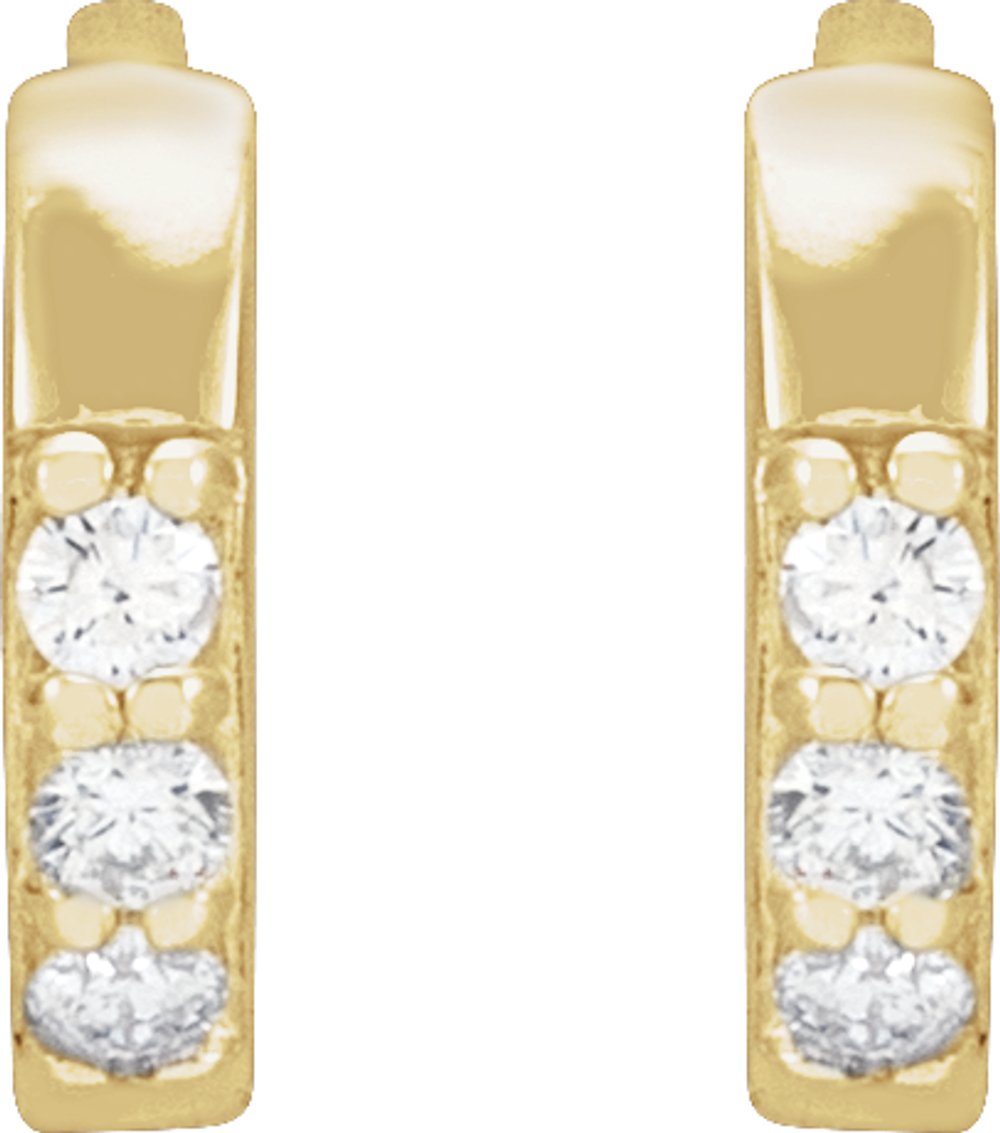 14K Yellow Gold .05 CTW Natural Diamond Hinged 8 mm Hoop Earrings