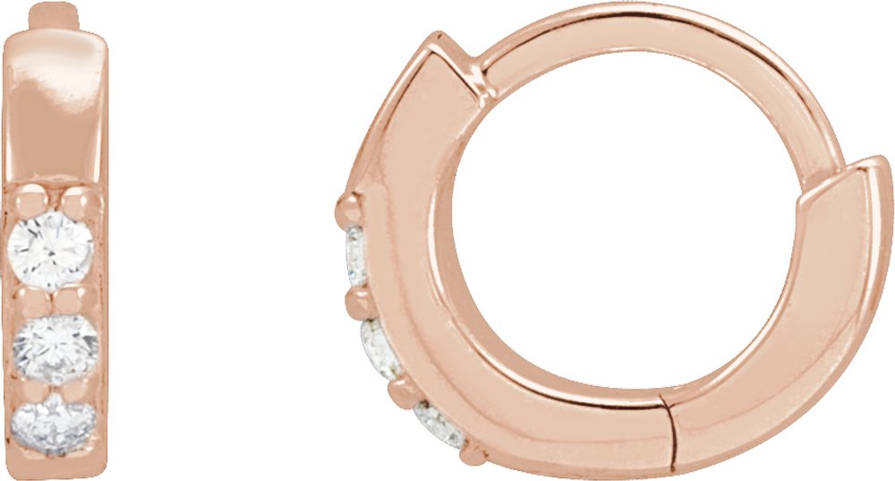 14K Rose Gold .05 CTW Natural Diamond Hinged 8 mm Hoop Earrings