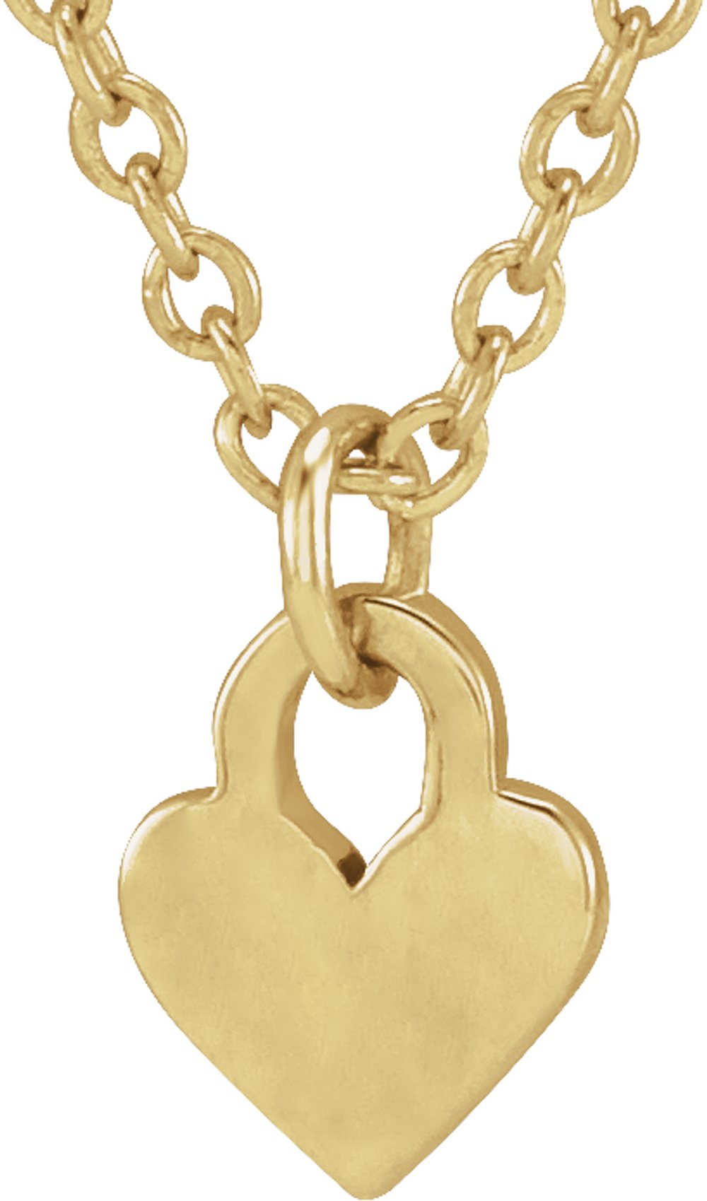 14K Yellow Gold Engravable Heart 16-18" Necklace