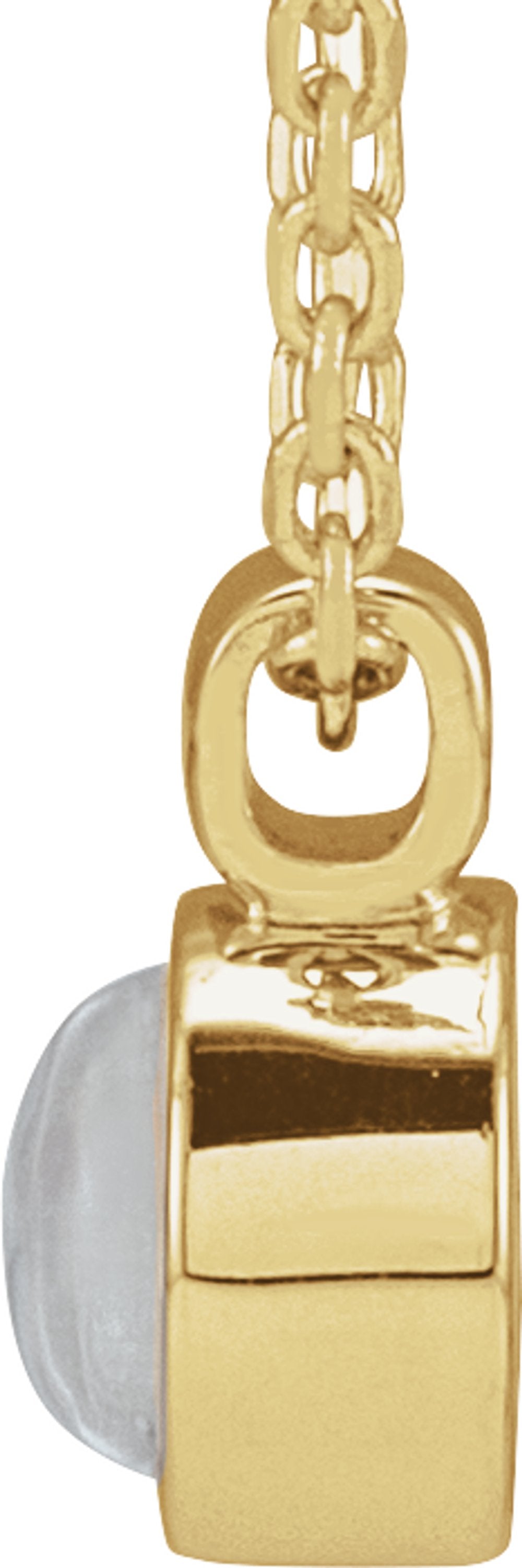 14K Yellow Gold Natural Rainbow Moonstone Bezel-Set 16-18" Necklace