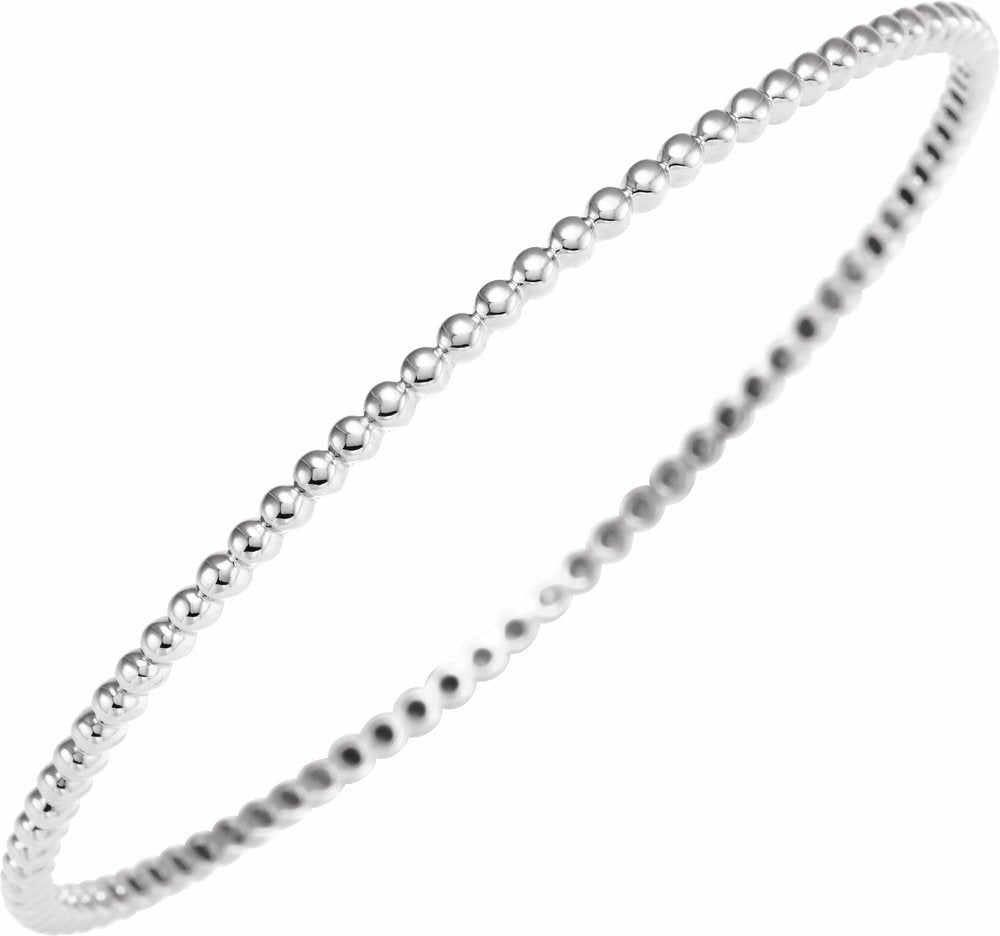 14K White Beaded Bangle Bracelet