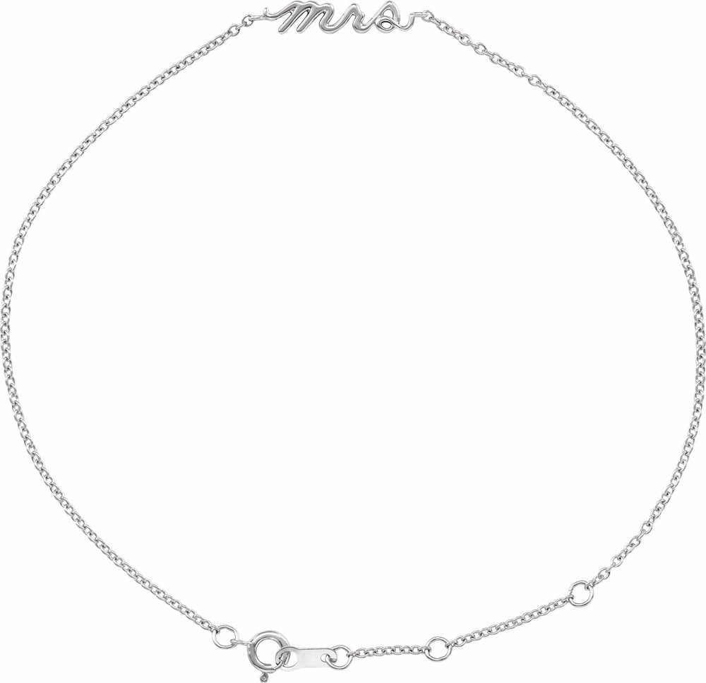 14K White Gold Script Mrs 6 1/2-7 1/2" Bracelet